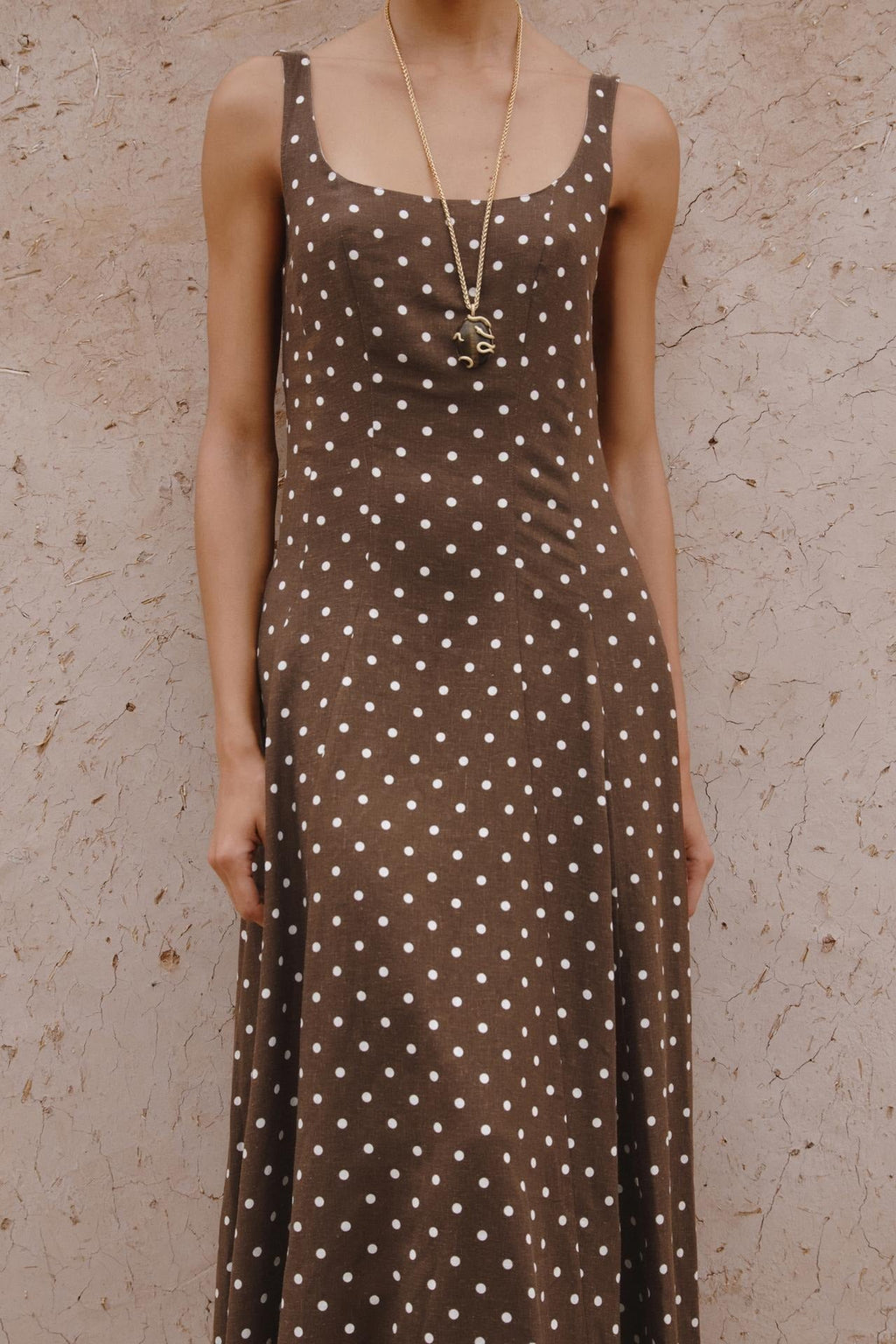 CHARO - VESTIDO MIDI CON LUNARES