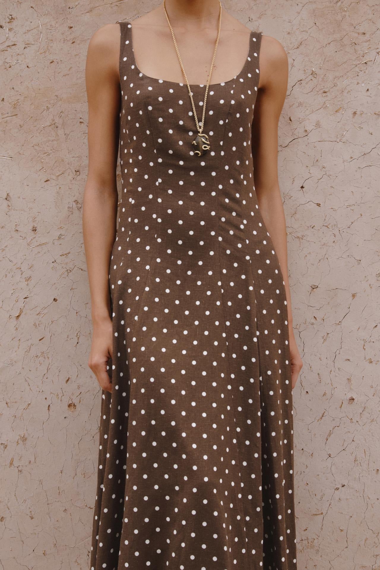 CHARO - VESTIDO MIDI CON LUNARES