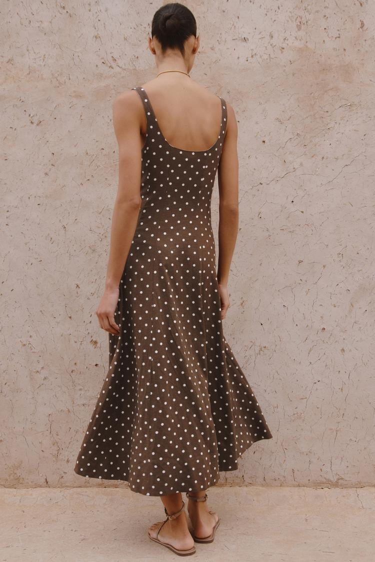 CHARO - VESTIDO MIDI CON LUNARES