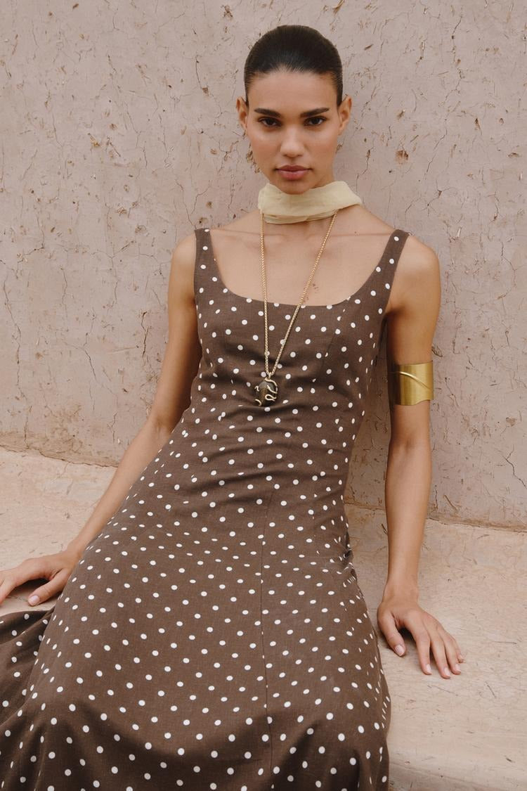CHARO - VESTIDO MIDI CON LUNARES