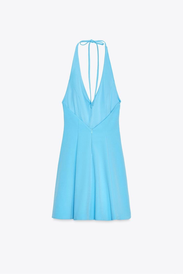 LEANDRA - VESTIDO CORTO HALTER FALDA EVASÉ