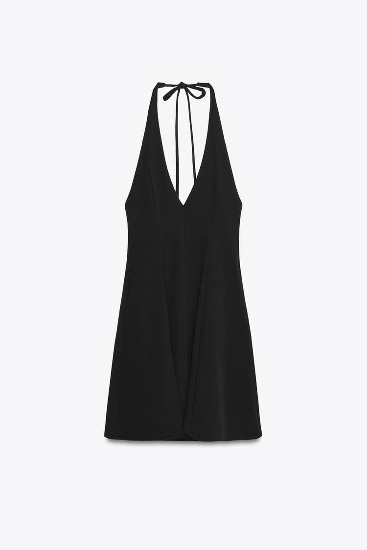 LEANDRA - VESTIDO CORTO HALTER FALDA EVASÉ