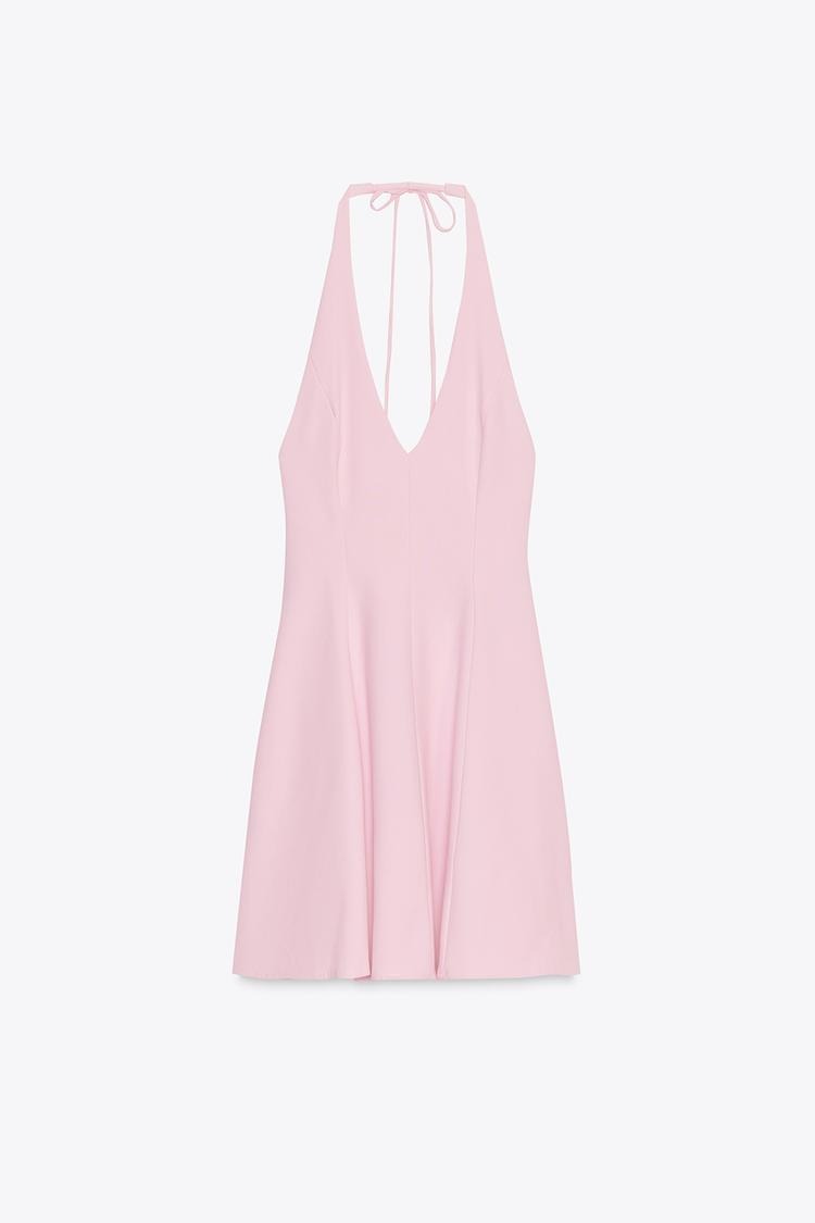 LEANDRA - VESTIDO CORTO HALTER FALDA EVASÉ