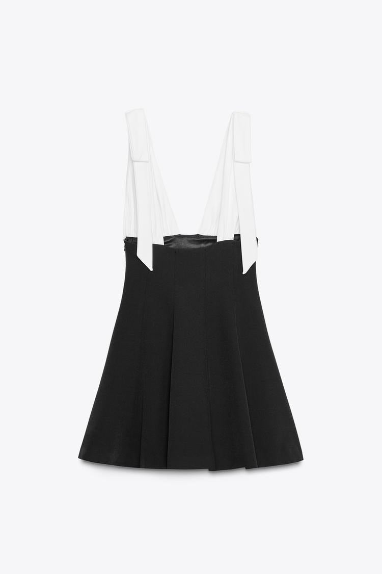 LEONOR - VESTIDO CORTO BICOLOR CON LAZOS