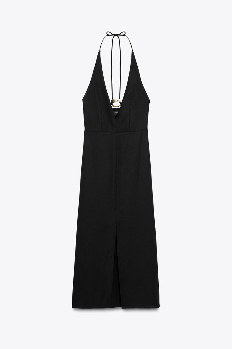 MAIDER - VESTIDO HALTER CON DETALLE METÁLICO