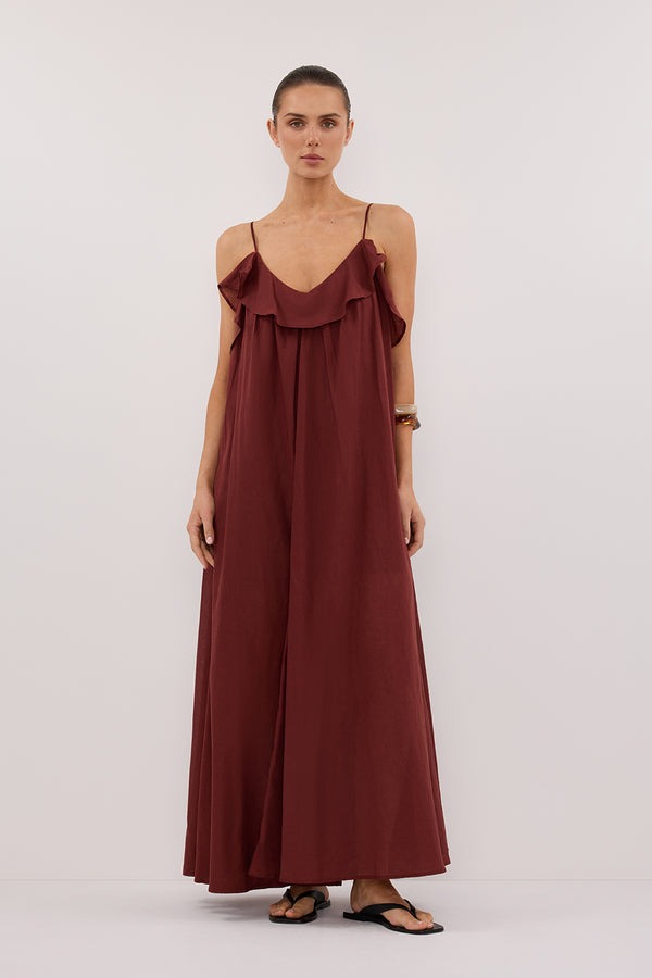 MARGA - VESTIDO LARGO HOLGADO CON VOLANTES