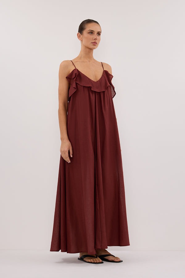 MARGA - VESTIDO LARGO HOLGADO CON VOLANTES