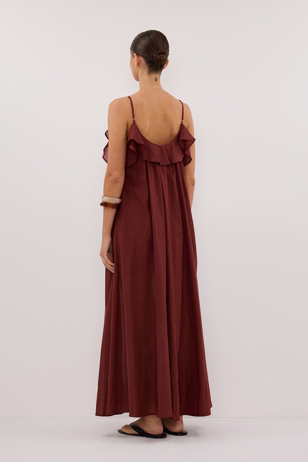 MARGA - VESTIDO LARGO HOLGADO CON VOLANTES