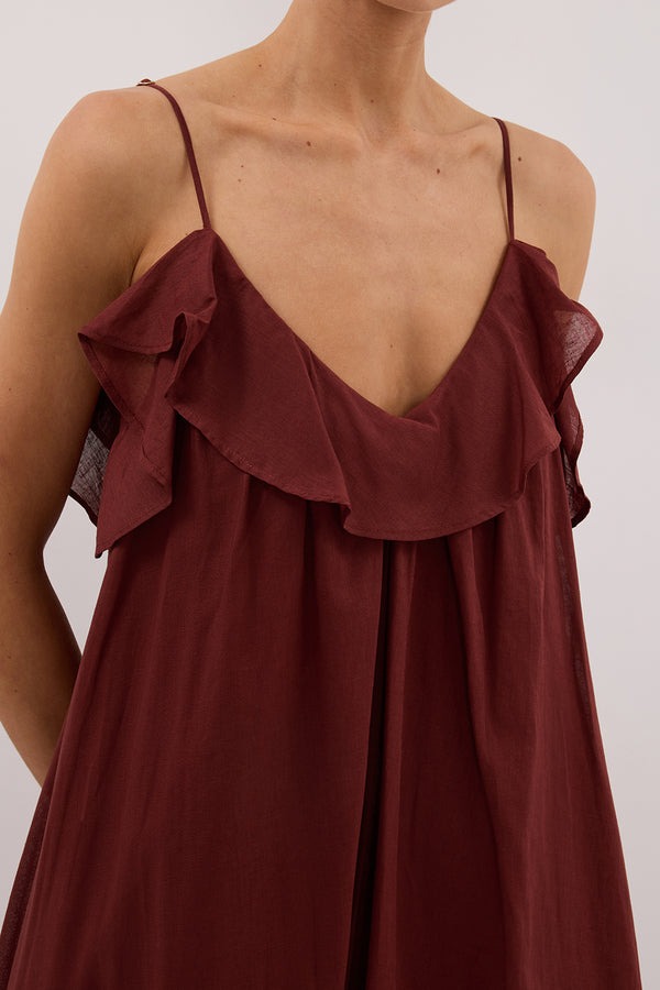 MARGA - VESTIDO LARGO HOLGADO CON VOLANTES