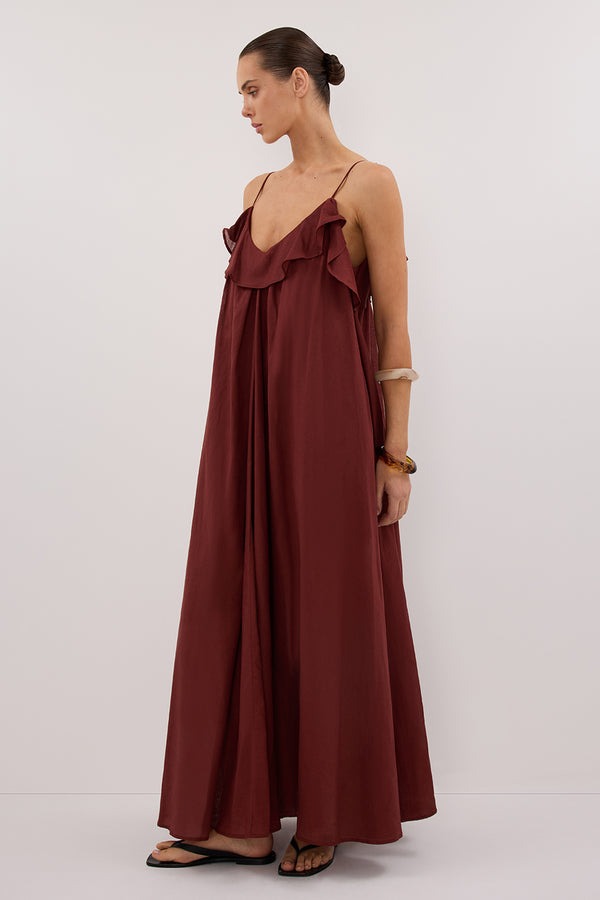 MARGA - VESTIDO LARGO HOLGADO CON VOLANTES