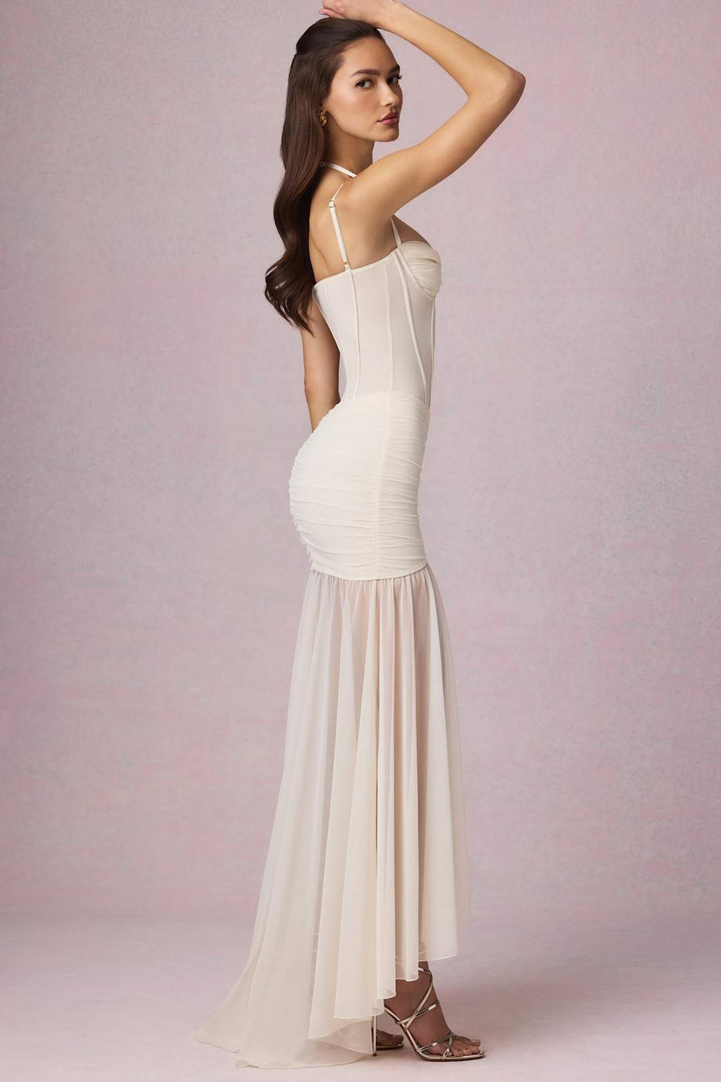 MARIBEL - VESTIDO CORSET MALLA ASIMÉTRICO