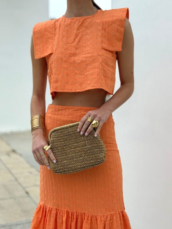 MONICA - CONJUNTO TOP RECTO Y FALDA LARGA