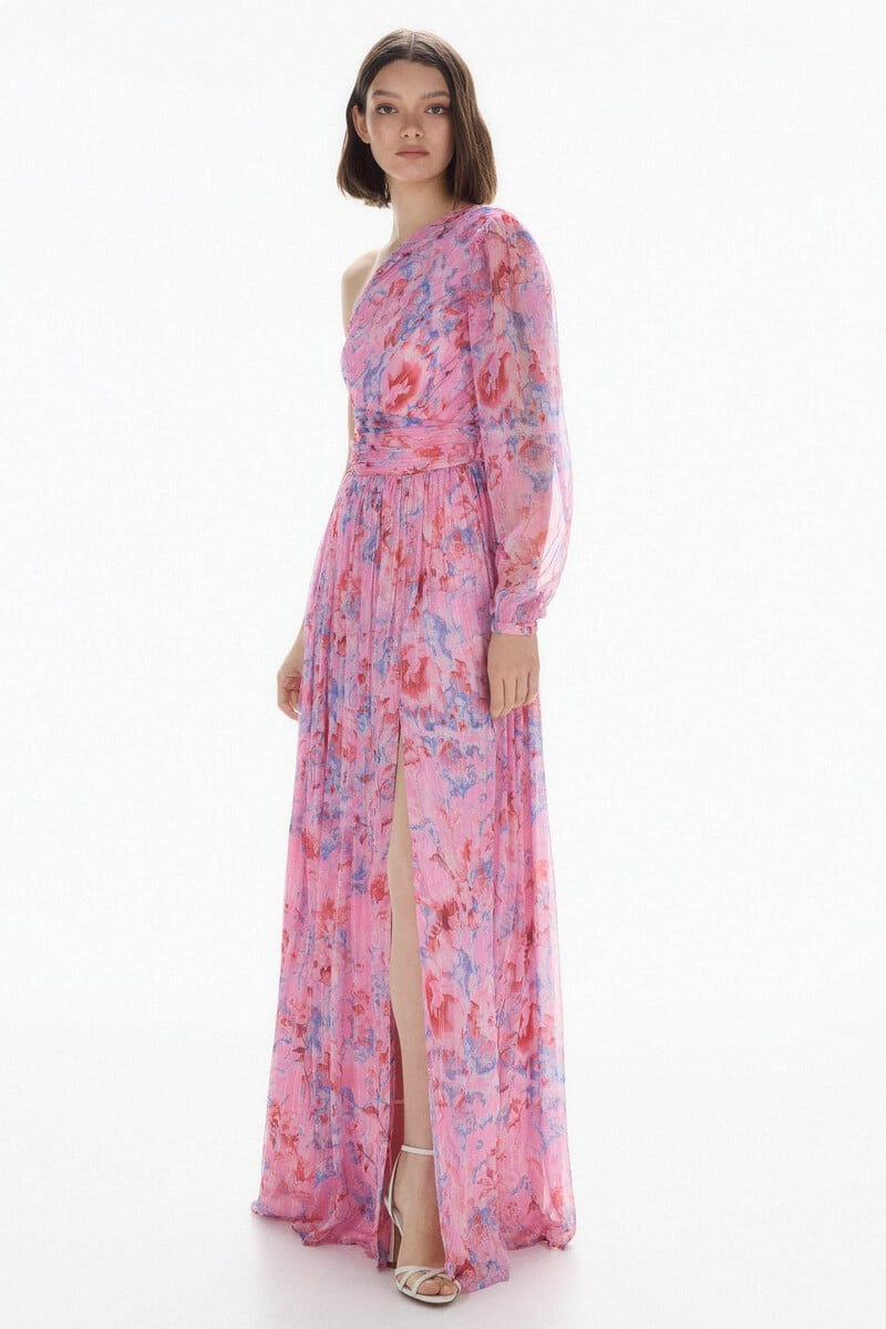 MARLA - VESTIDO LARGO ASIMÉTRICO FLORAL
