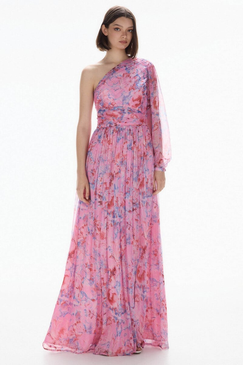 MARLA - VESTIDO LARGO ASIMÉTRICO FLORAL