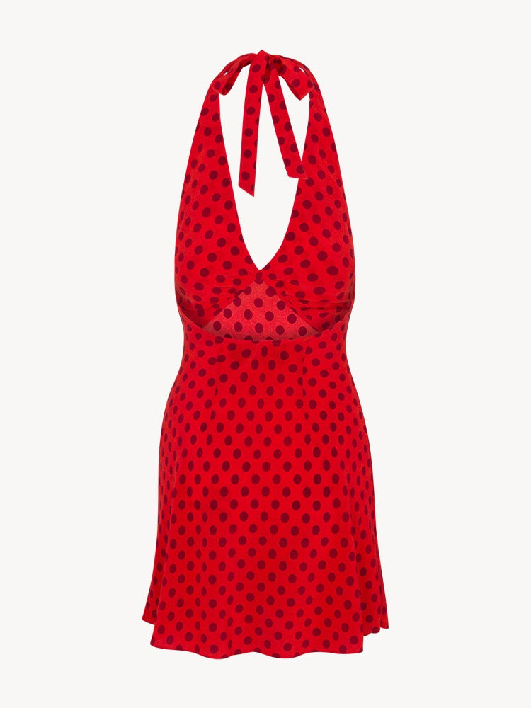MELANIA - VESTIDO HALTER CORTO LUNARES