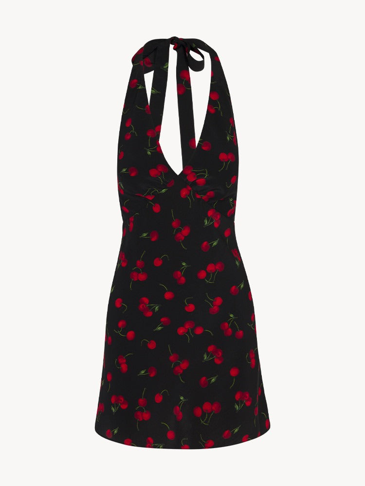 MELANIA - VESTIDO HALTER CORTO LUNARES