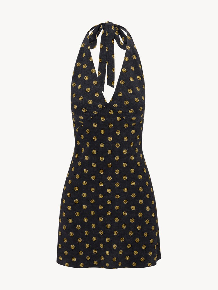 MELANIA - VESTIDO HALTER CORTO LUNARES