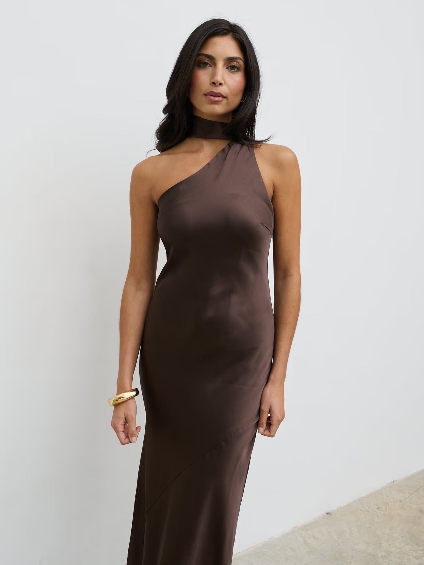 VERO - VESTIDO SATINADO ASIMÉTRICO LAZO