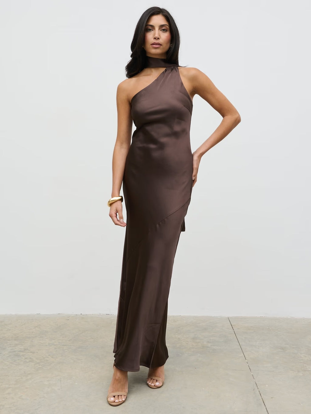 VERO - VESTIDO SATINADO ASIMÉTRICO LAZO