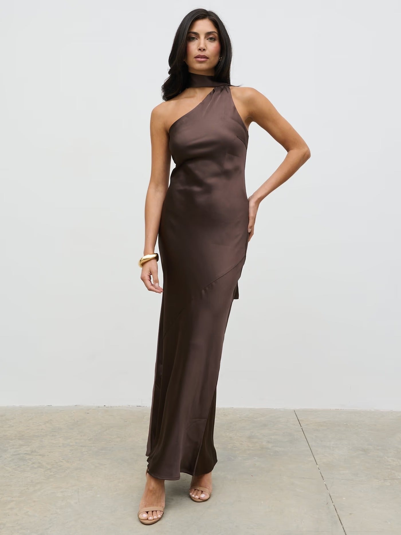 VERO - VESTIDO SATINADO ASIMÉTRICO LAZO