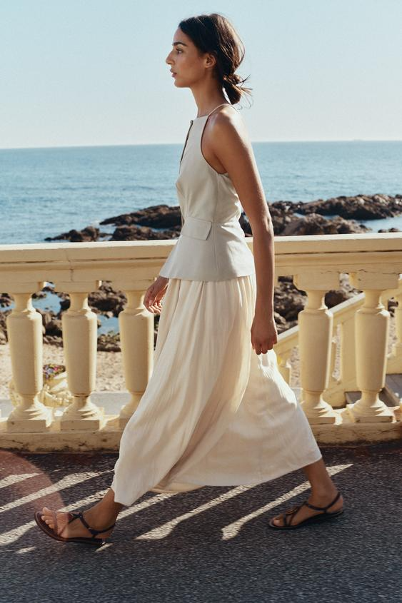 VEGA - VESTIDO TIRANTES TEJIDO COMBINADO