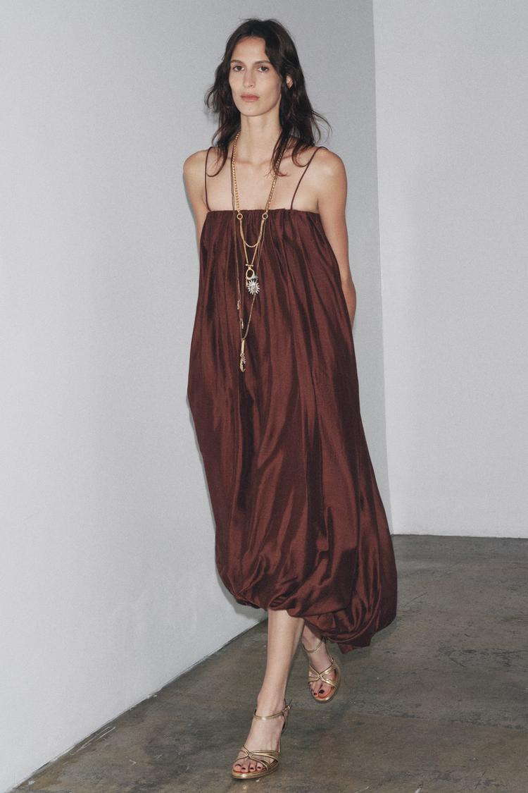 WANDA - VESTIDO SATINADO ESCOTE RECTO