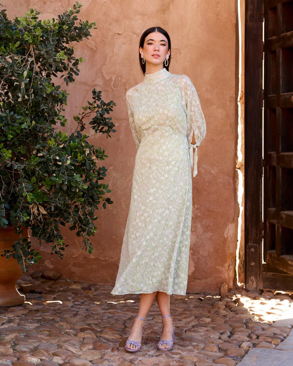 EIRE - VESTIDO ESTAMPADO MANGA LAZADAS