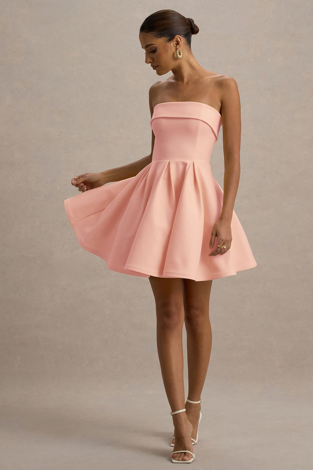 MINERVA - VESTIDO BANDEAU FALDA SKATER
