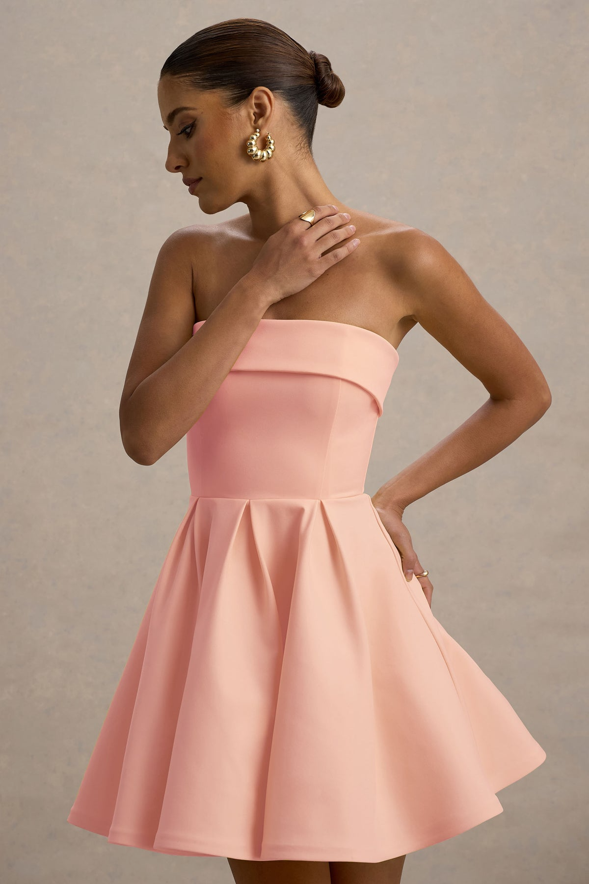 MINERVA - VESTIDO BANDEAU FALDA SKATER