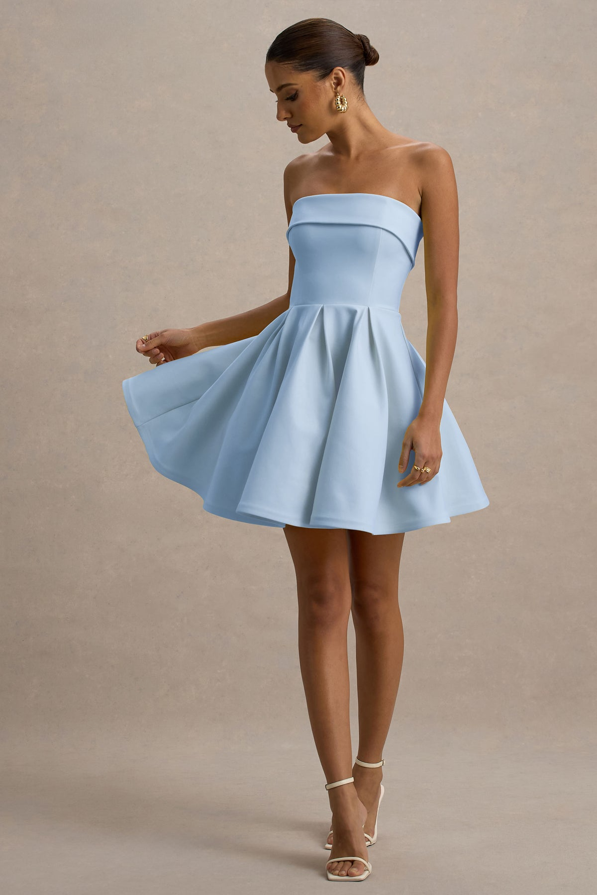 MINERVA - VESTIDO BANDEAU FALDA SKATER