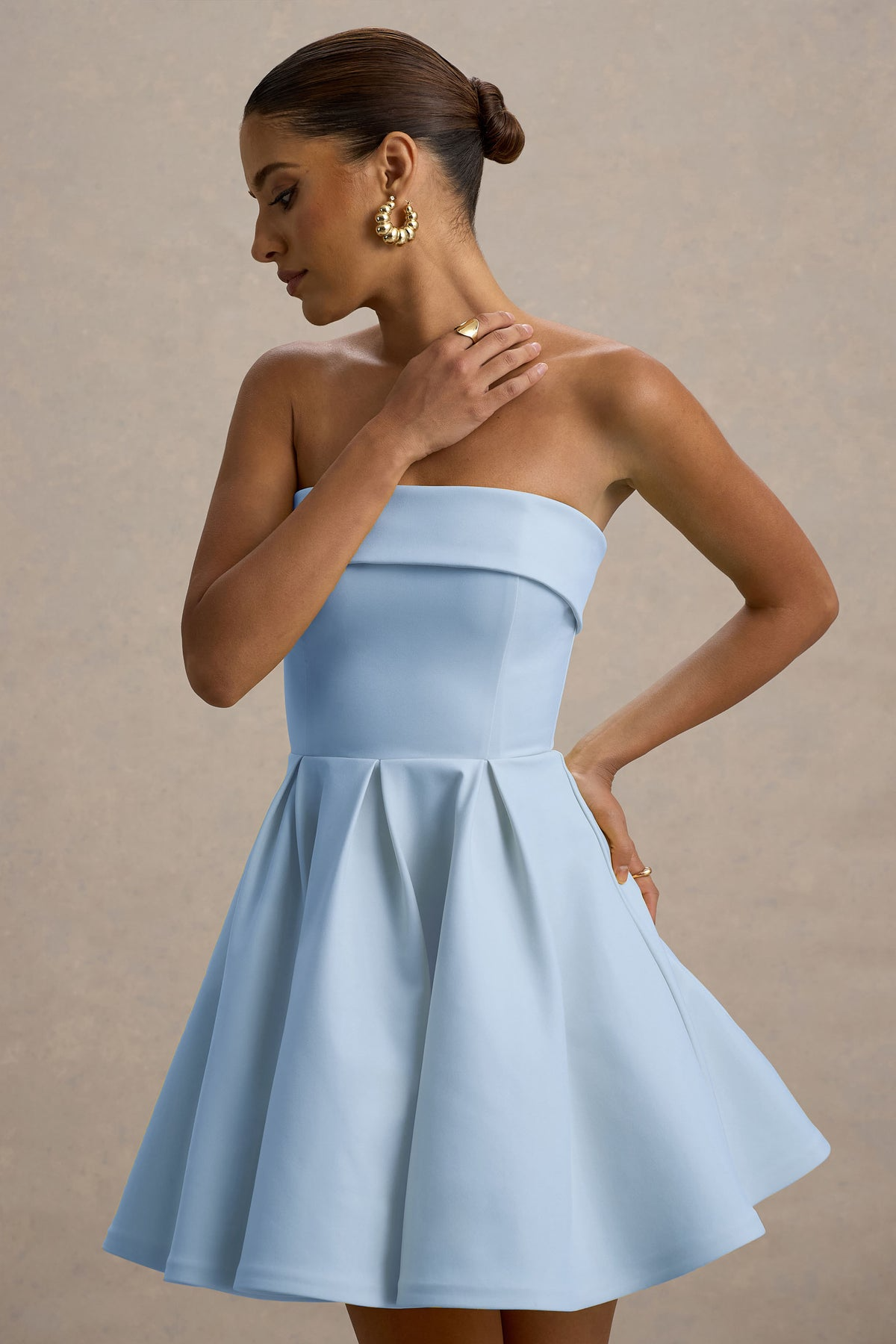 MINERVA - VESTIDO BANDEAU FALDA SKATER