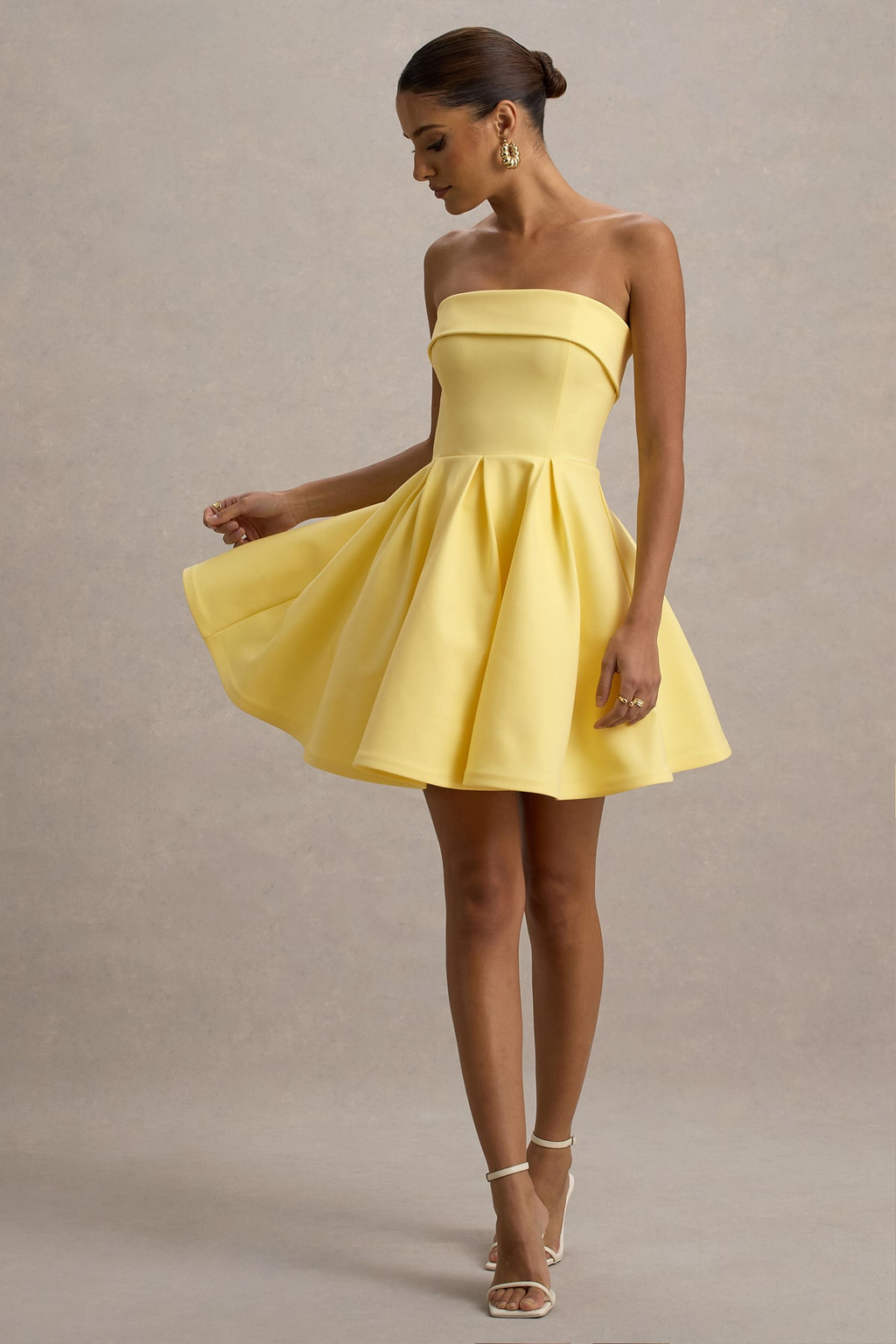 MINERVA - VESTIDO BANDEAU FALDA SKATER
