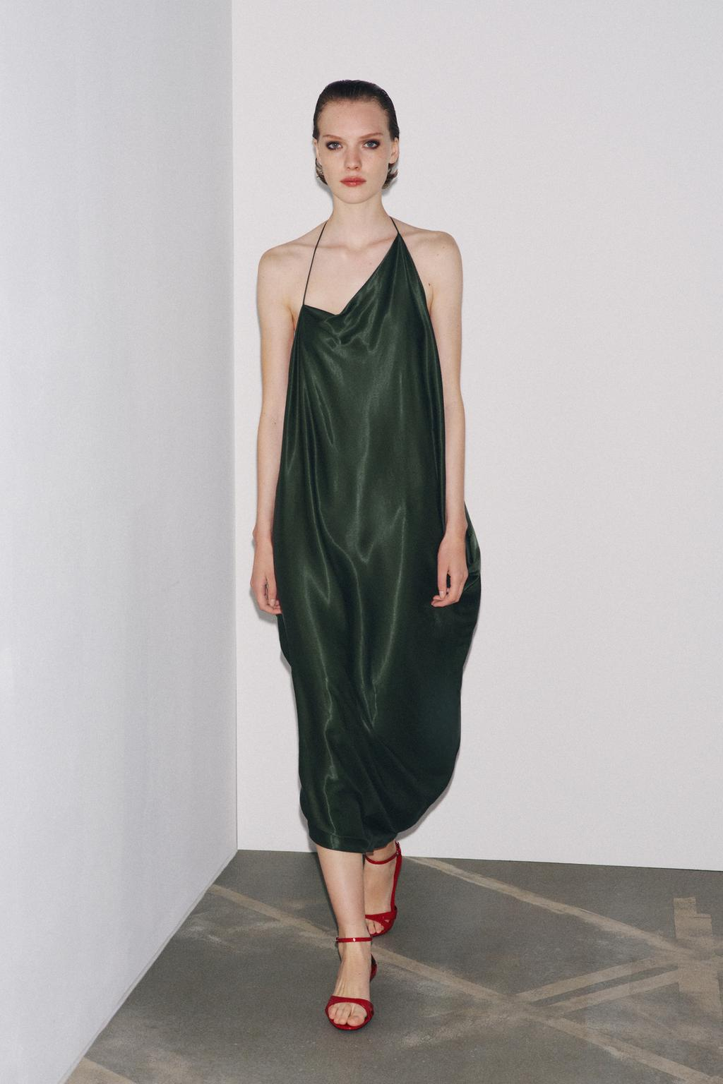 SASKIA - VESTIDO SATINADO ESCOTE ASIMÉTRICO