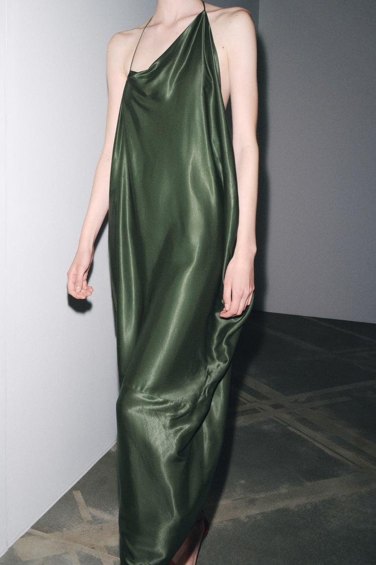 SASKIA - VESTIDO SATINADO ESCOTE ASIMÉTRICO