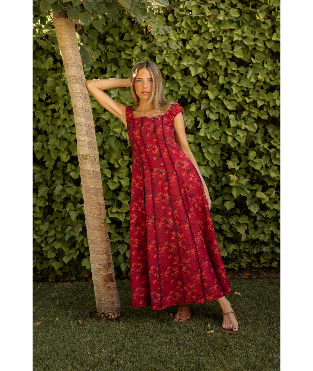 XIMENA - VESTIDO ESTAMPADO ESCOTE CUADRADO
