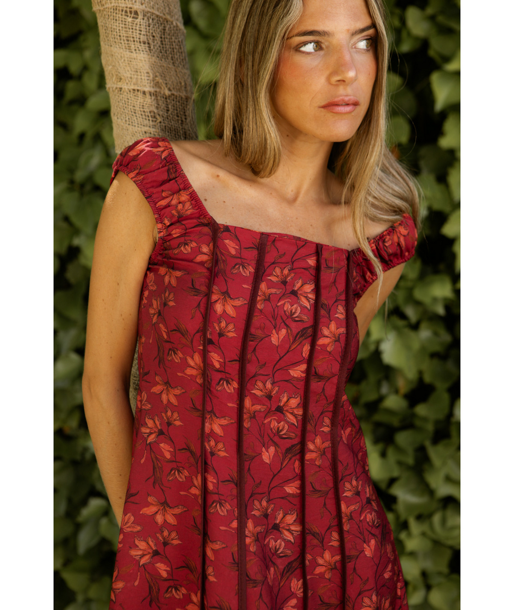 XIMENA - VESTIDO ESTAMPADO ESCOTE CUADRADO