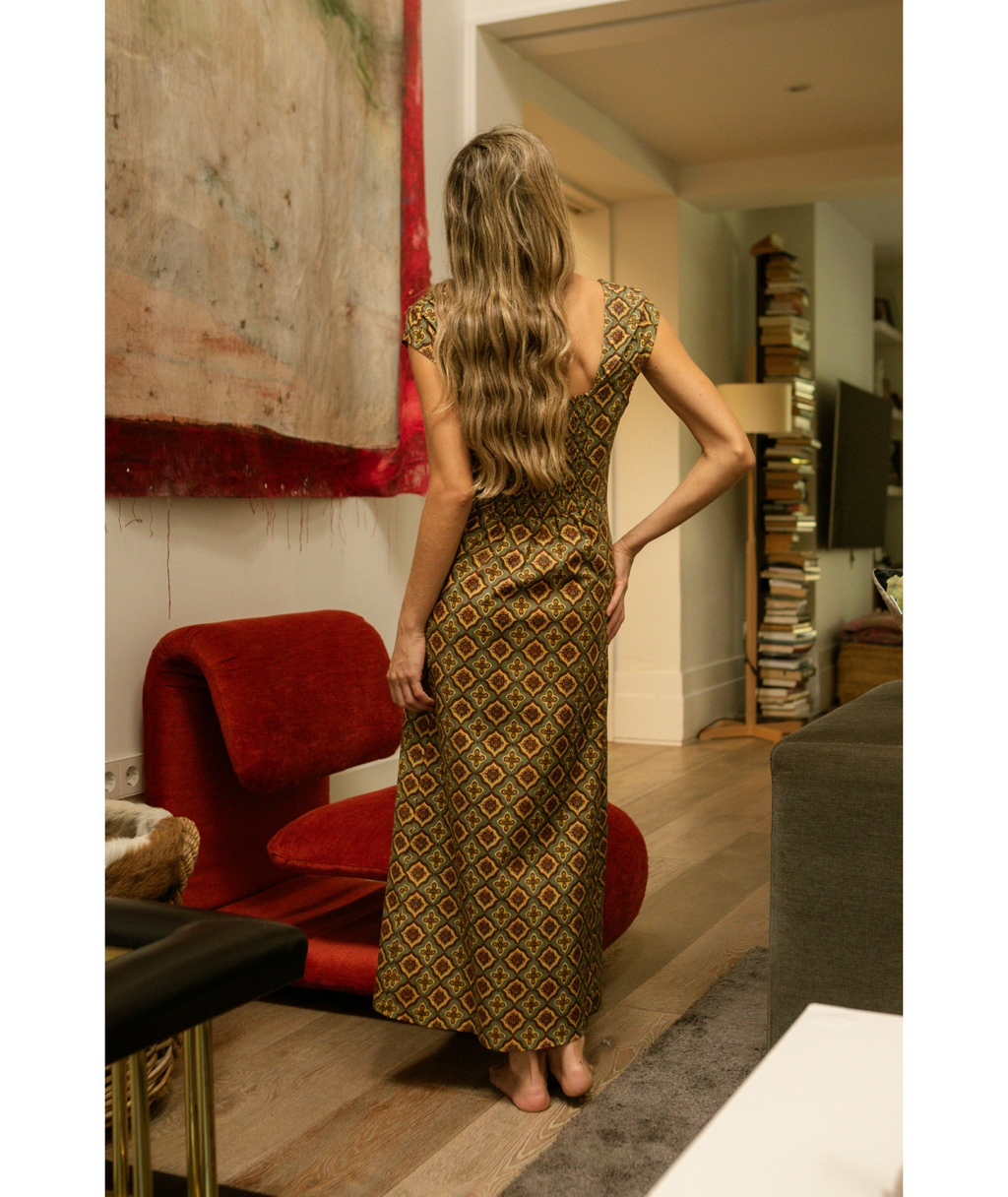 XIMENA - VESTIDO ESTAMPADO ESCOTE CUADRADO