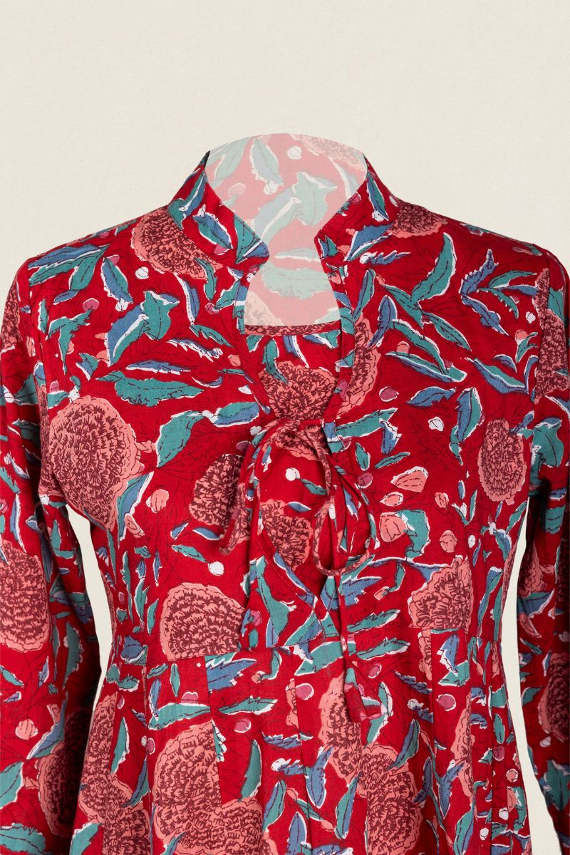 QUERALT - VESTIDO FLORAL MANGA LARGA