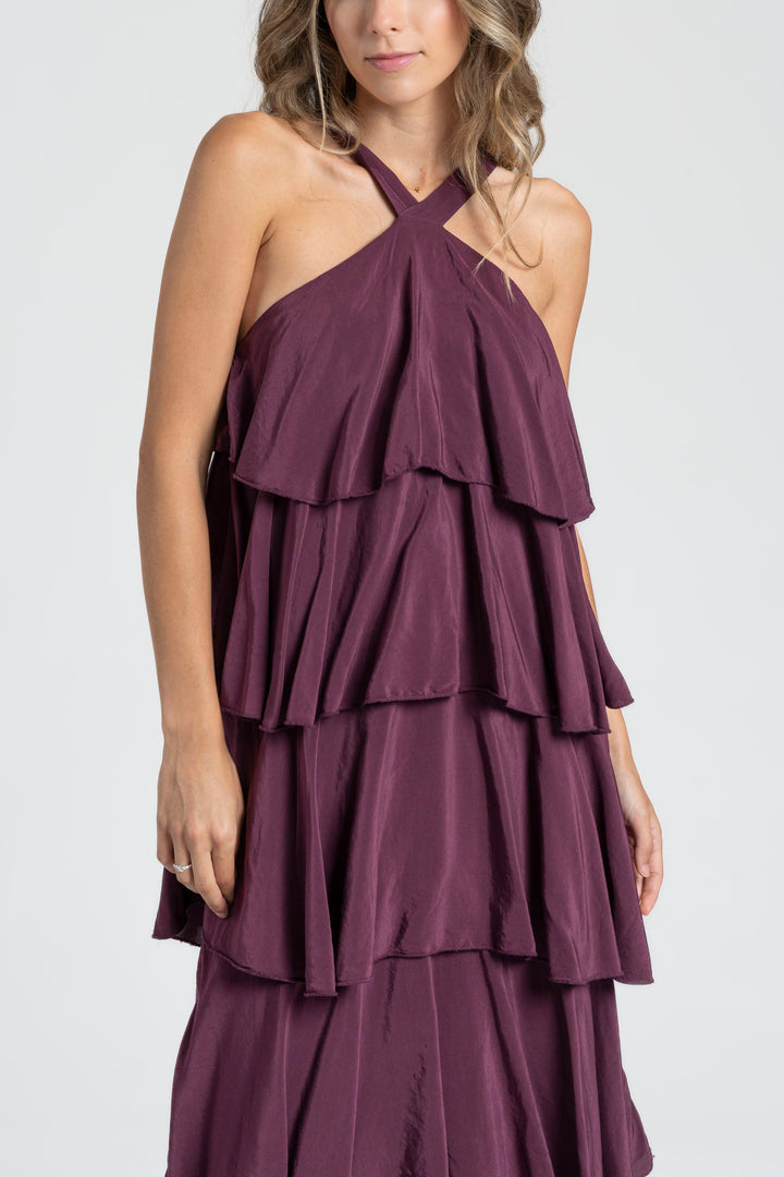 AGUSTINA - VESTIDO LARGO CON VOLANTES