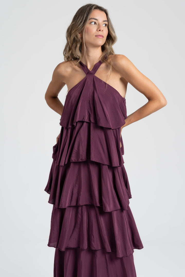AGUSTINA - VESTIDO LARGO CON VOLANTES