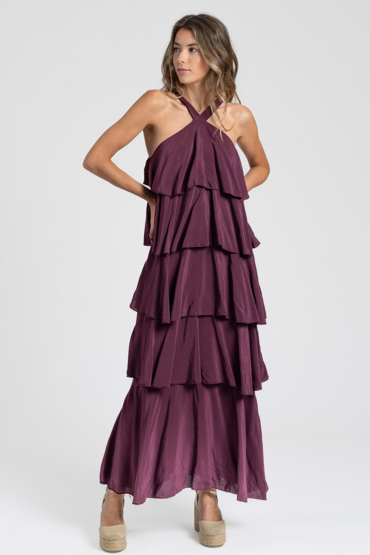 AGUSTINA - VESTIDO LARGO CON VOLANTES