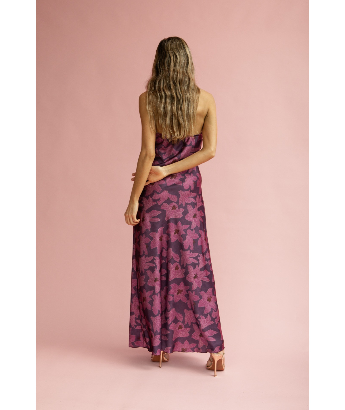 ANASTASIA - VESTIDO LARGO SATINADO ESTAMPADO FLORAL