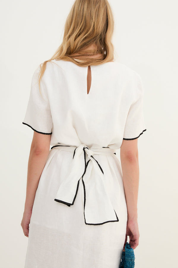 ANGÉLICA - VESTIDO MIDI LINO MANGA CORTA