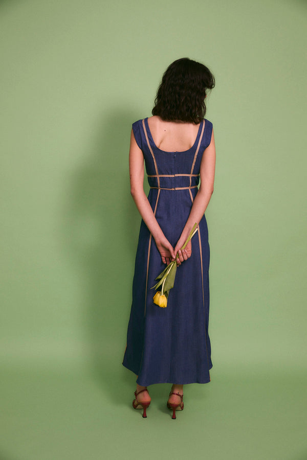 ARÁNZAZU - VESTIDO TENCEL LÍNEAS CONTRASTE