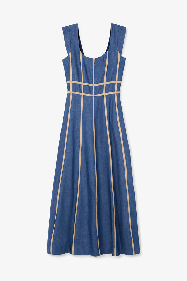 ARÁNZAZU - VESTIDO TENCEL LÍNEAS CONTRASTE