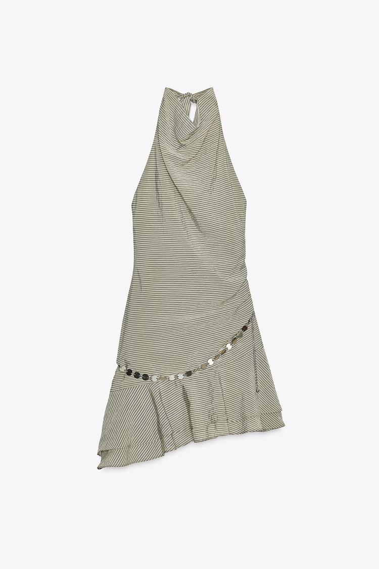TXARO - VESTIDO CORTO HALTER CON CINTURÓN