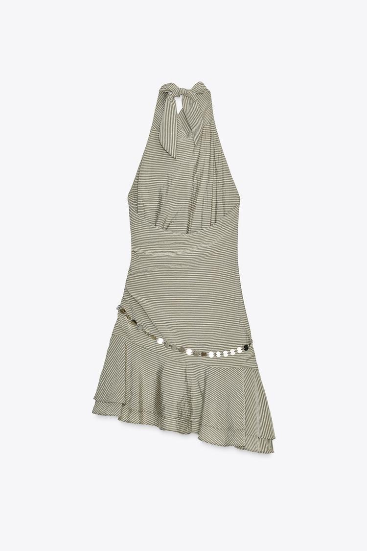 TXARO - VESTIDO CORTO HALTER CON CINTURÓN