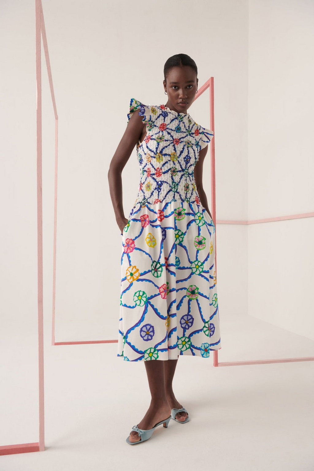 FELIPA - VESTIDO MIDI ESTAMPADO GEOMÉTRICO