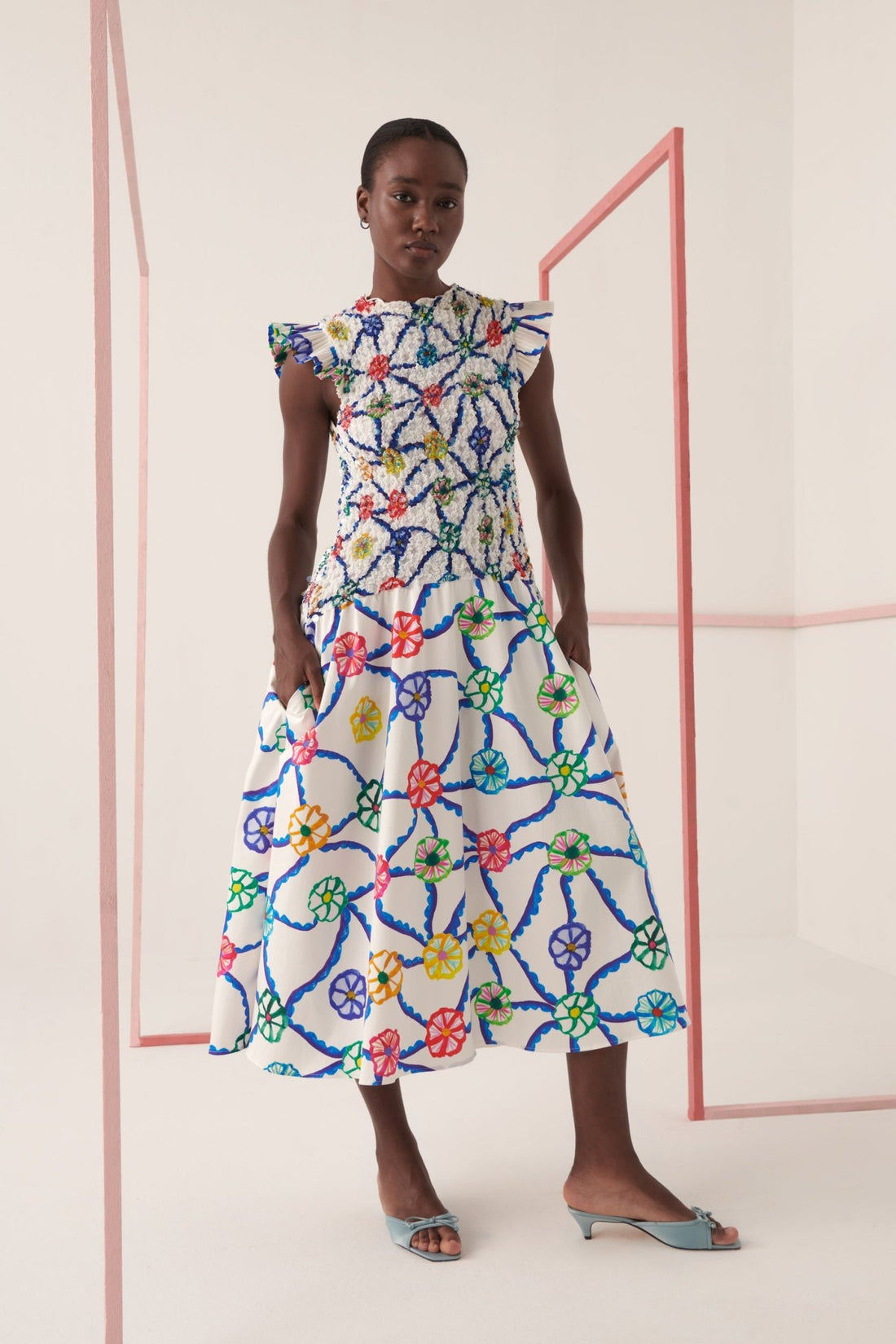 FELIPA - VESTIDO MIDI ESTAMPADO GEOMÉTRICO