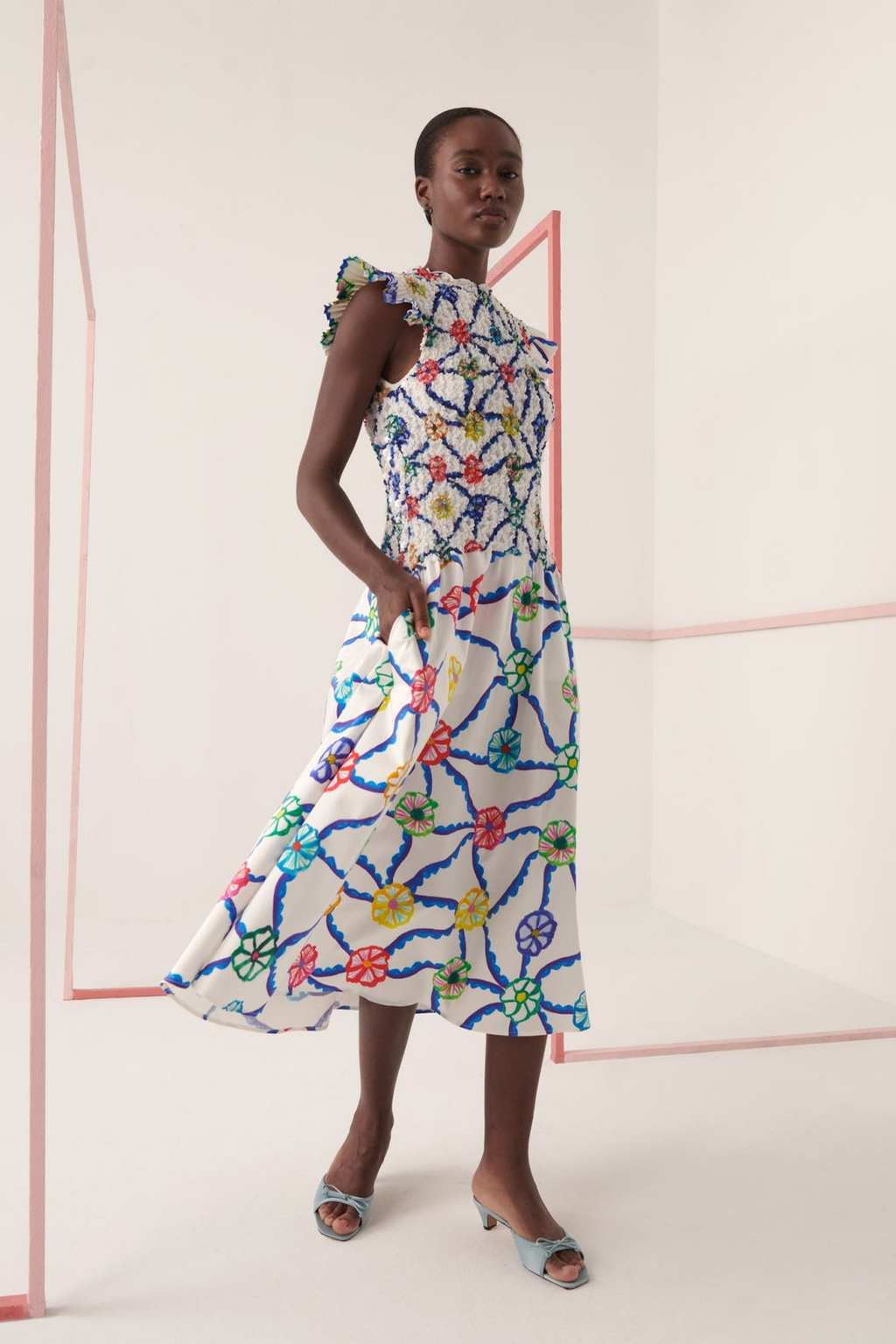FELIPA - VESTIDO MIDI ESTAMPADO GEOMÉTRICO